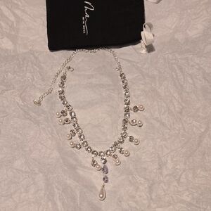Chic Silver and Pearl Necklace with Purple Accents